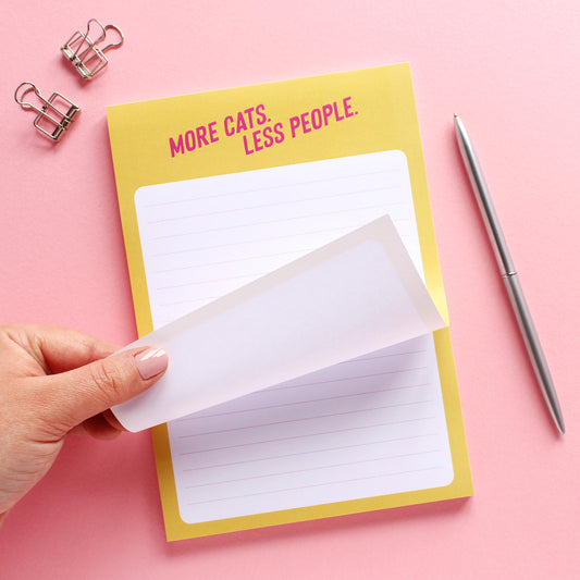 More cat less people A5 lined notepad from Purple Tree Designs