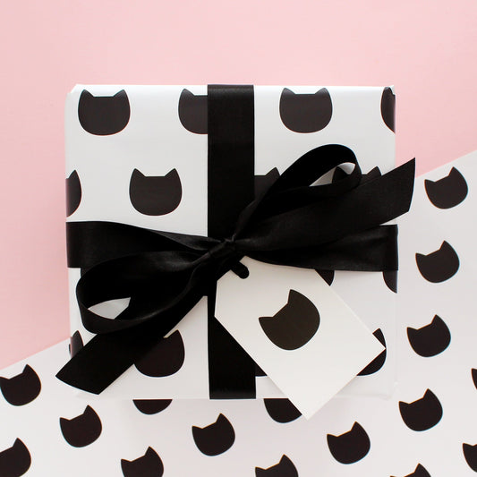 Black cat wrapping paper sheet from Purple Tree Designs