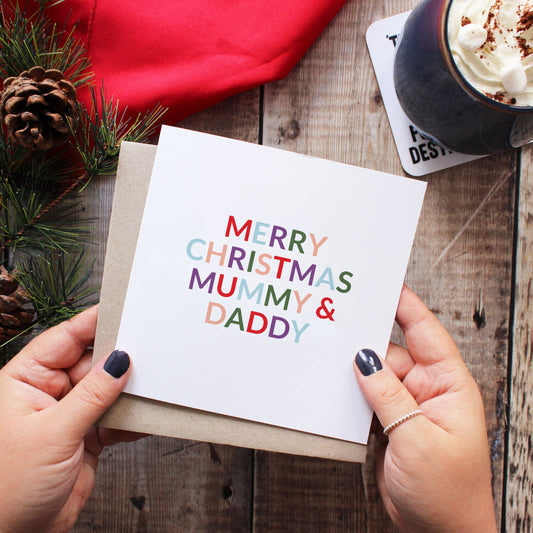 Mummy and daddy Christmas card from Purple Tree Designs