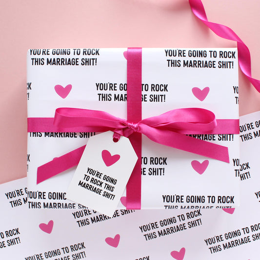 You're going to rock this marriage shit wrapping paper from Purple Tree Designs