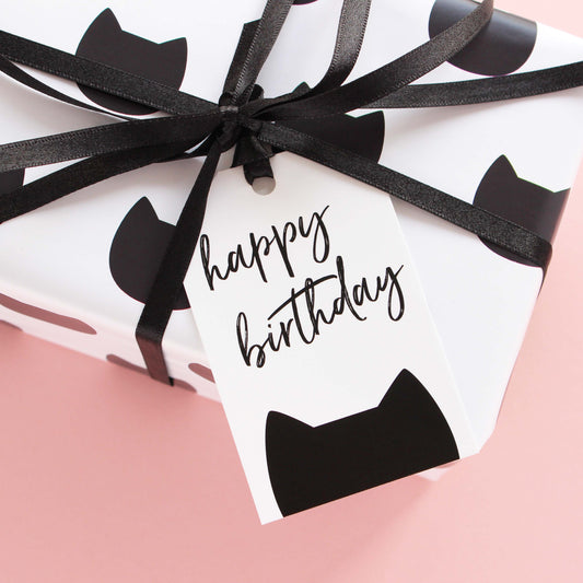 Cat happy birthday gift tag from Purple Tree Designs