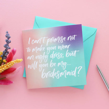 Make you wear an ugly dress bridesmaid card from Purple Tree Designs