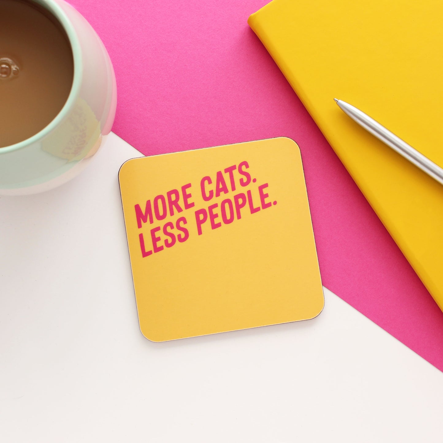 More cats less people coaster from Purple Tree Designs