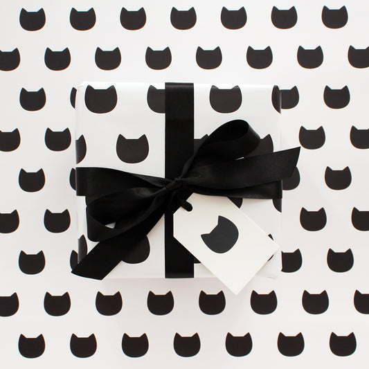 Black cat wrapping paper sheet from Purple Tree Designs