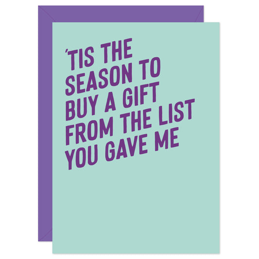 Buy a gift from the list Christmas card