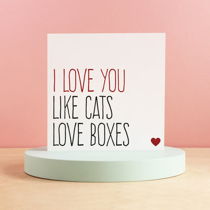 Cats love boxes card