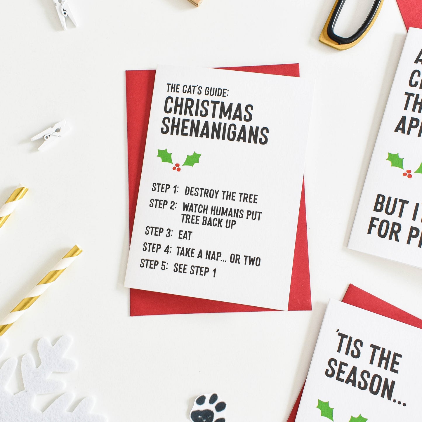 Cat's guide to Christmas shenanigans Christmas card