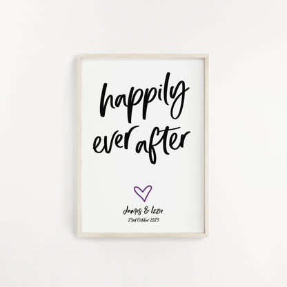 Personalised happily ever after print from Purple Tree Designs