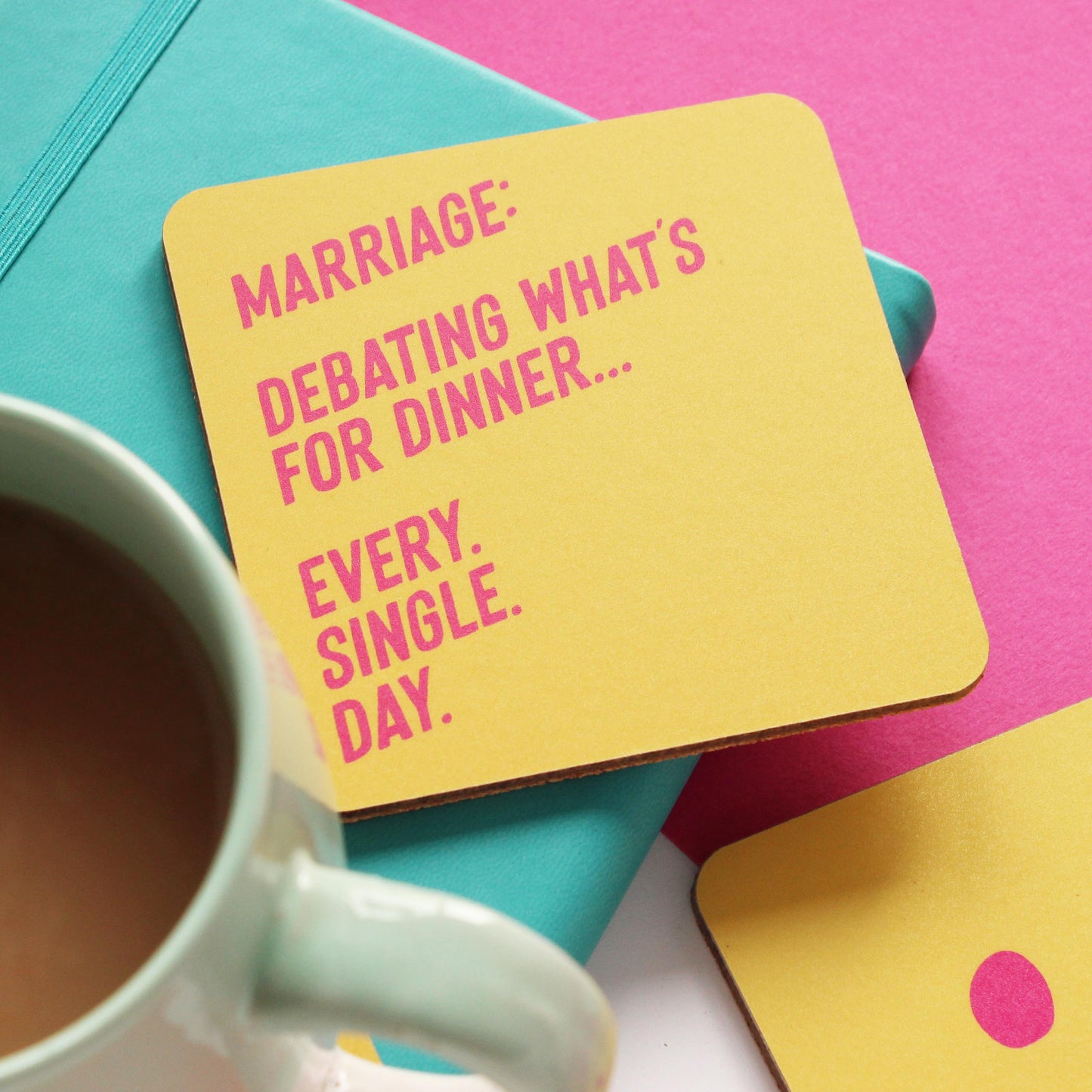 Debating dinner marriage coaster