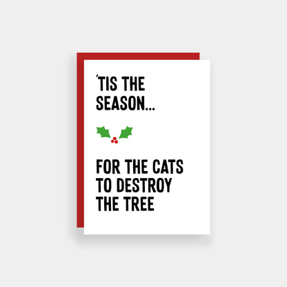 'Tis the season cats Christmas card from Purple Tree Designs