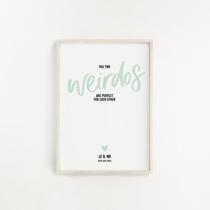 You two weirdos personalised couple print from Purple Tree Designs