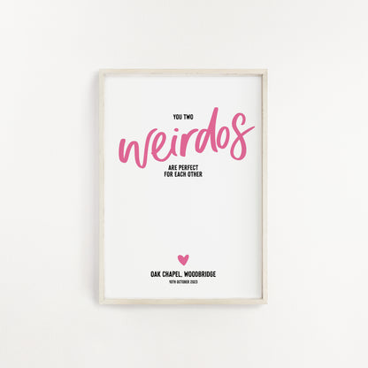 You two weirdos personalised couple print from Purple Tree Designs