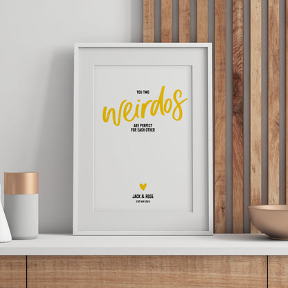 You two weirdos personalised couple print from Purple Tree Designs