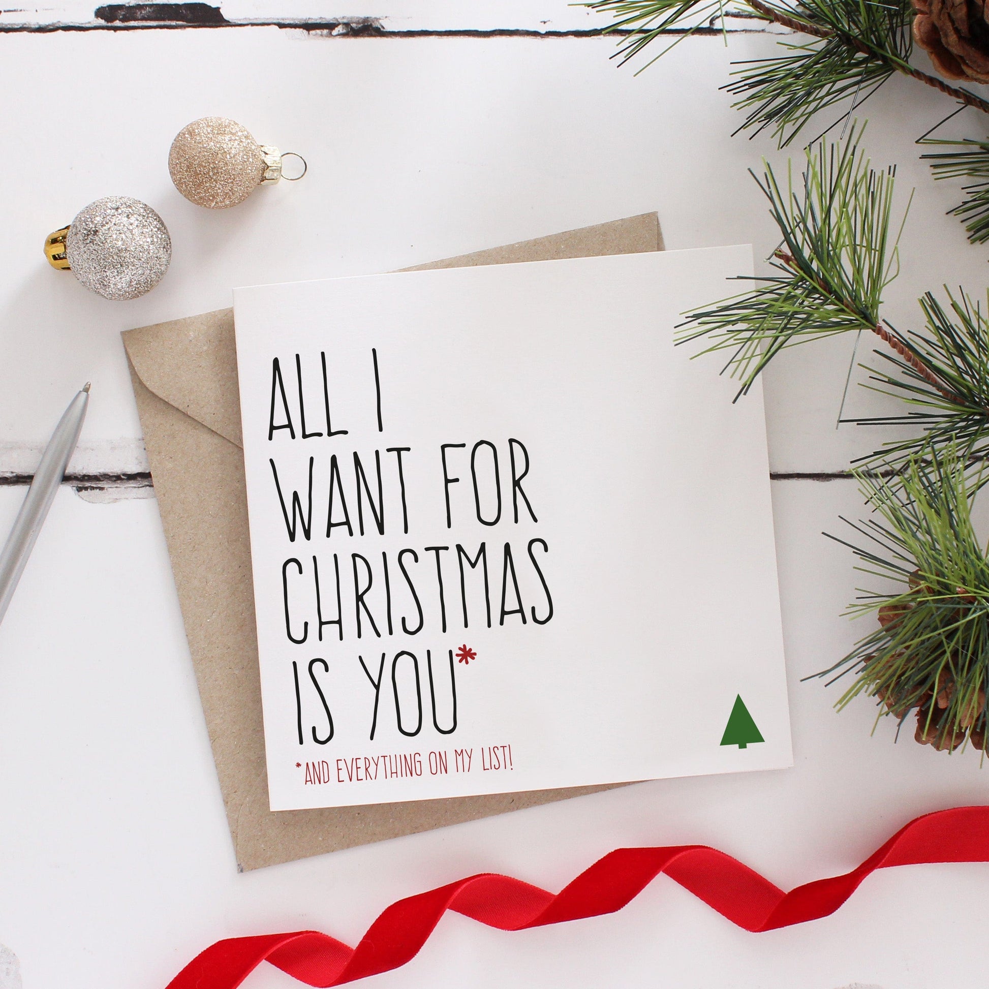 All I want for Christmas is you Christmas card from Purple Tree Designs