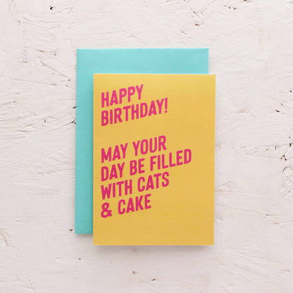 Cats and cake birthday card from Purple Tree Designs