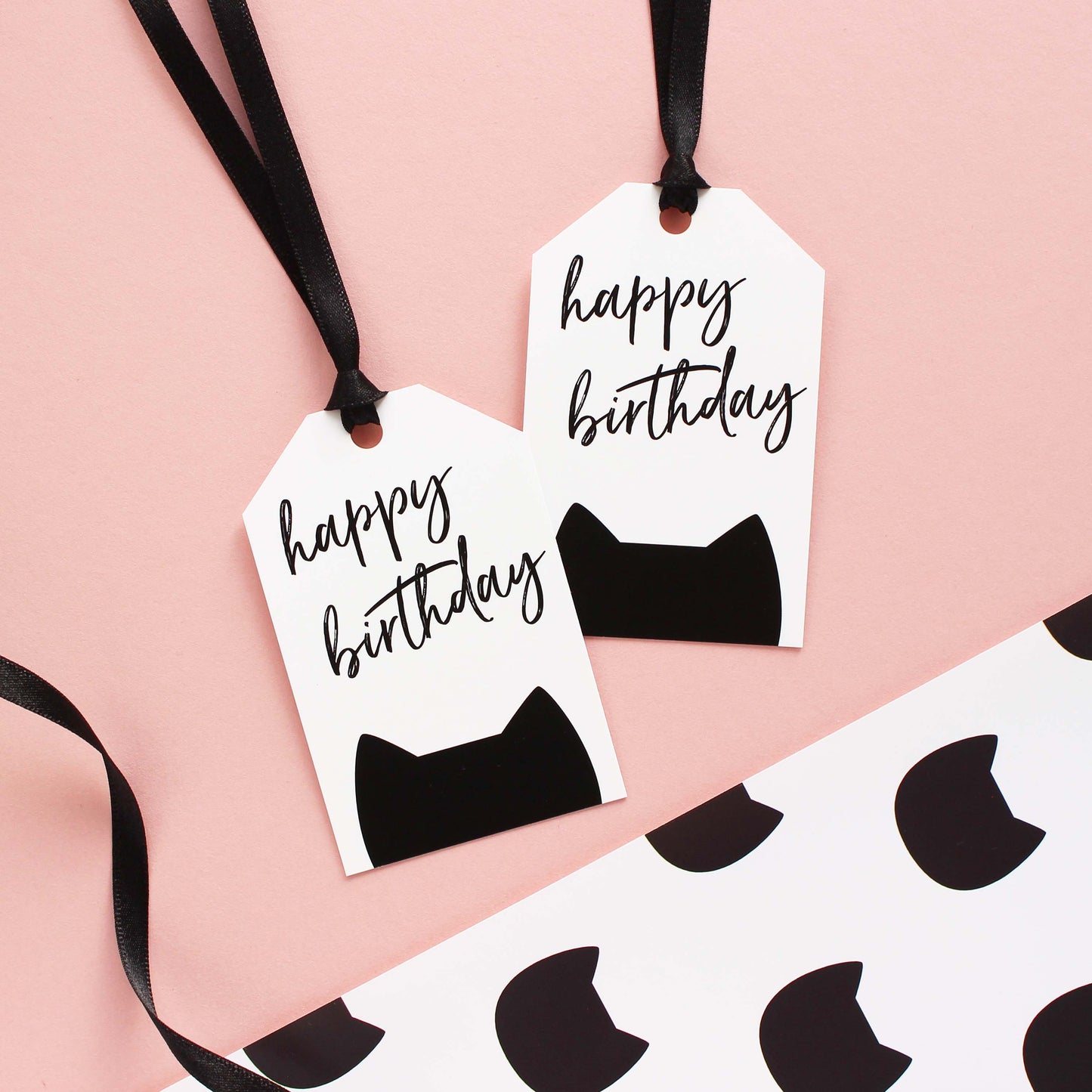Cat happy birthday gift tag from Purple Tree Designs