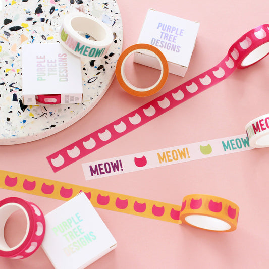 Colourful cat washi tape set from Purple Tree Designs