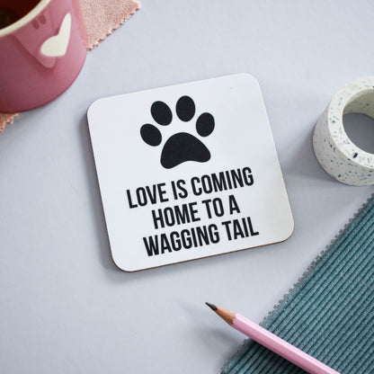 Wagging tail dog coaster from Purple Tree Designs