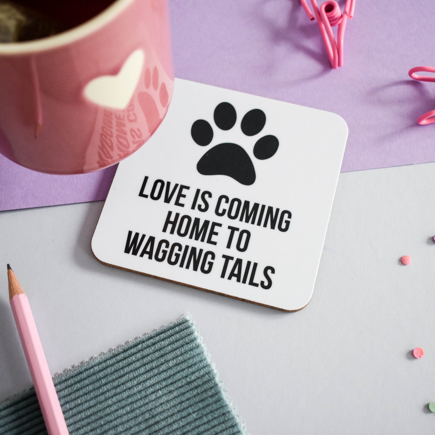 Wagging tail dog coaster from Purple Tree Designs