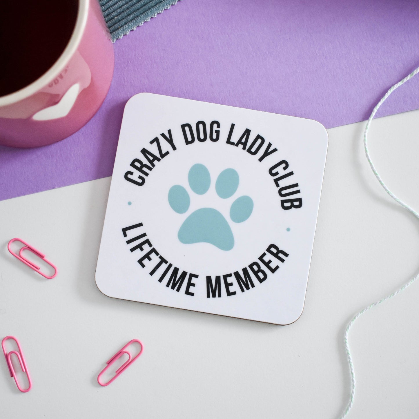 Crazy dog lady club coaster from Purple Tree Designs
