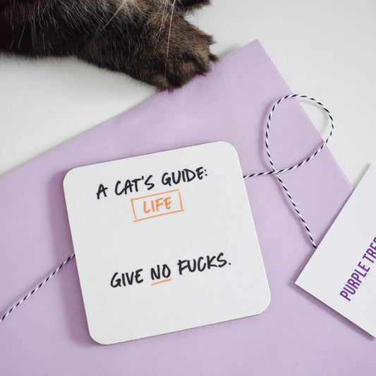 Cats guide to life coaster from Purple Tree Designs