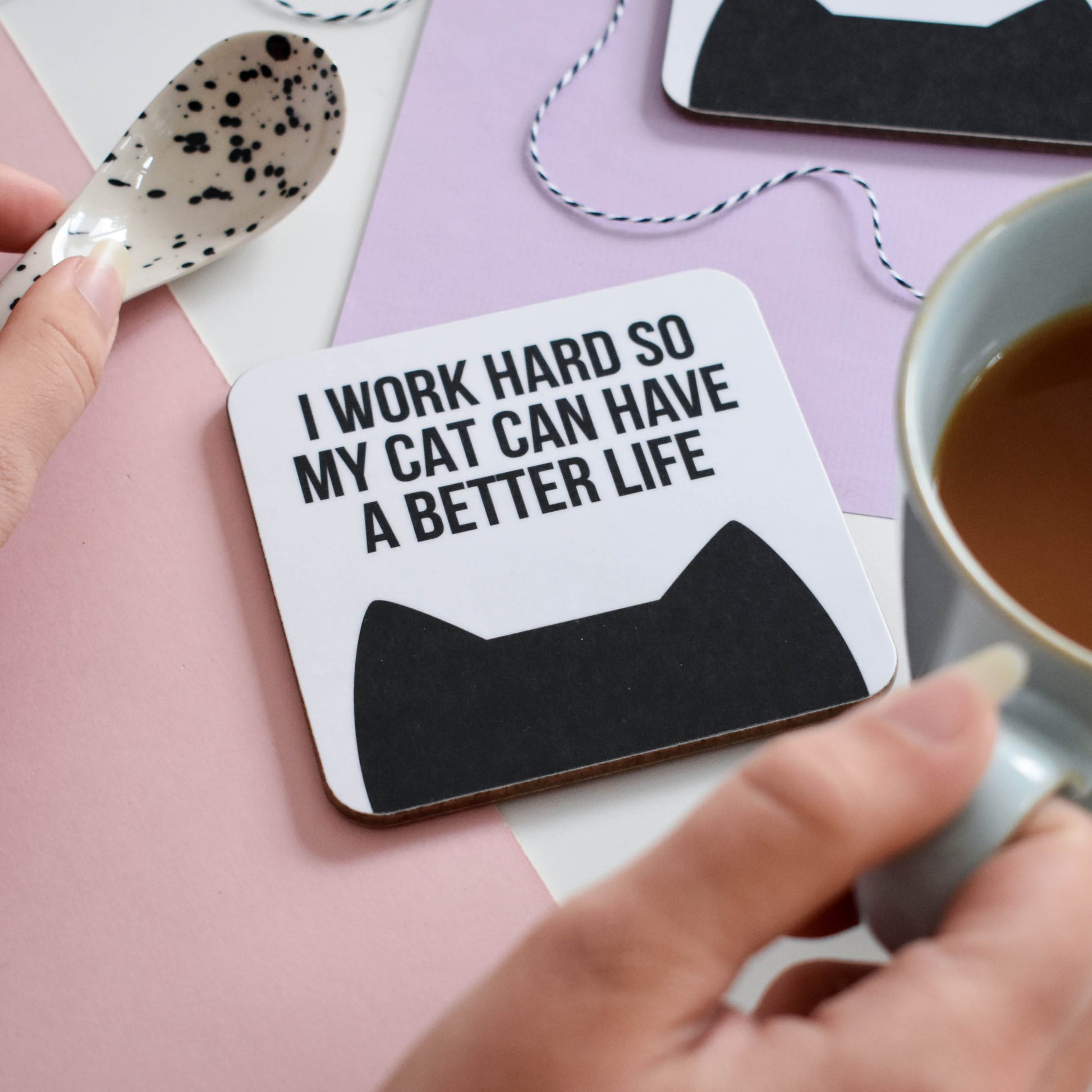 Work hard for my cat coaster from Purple Tree Designs
