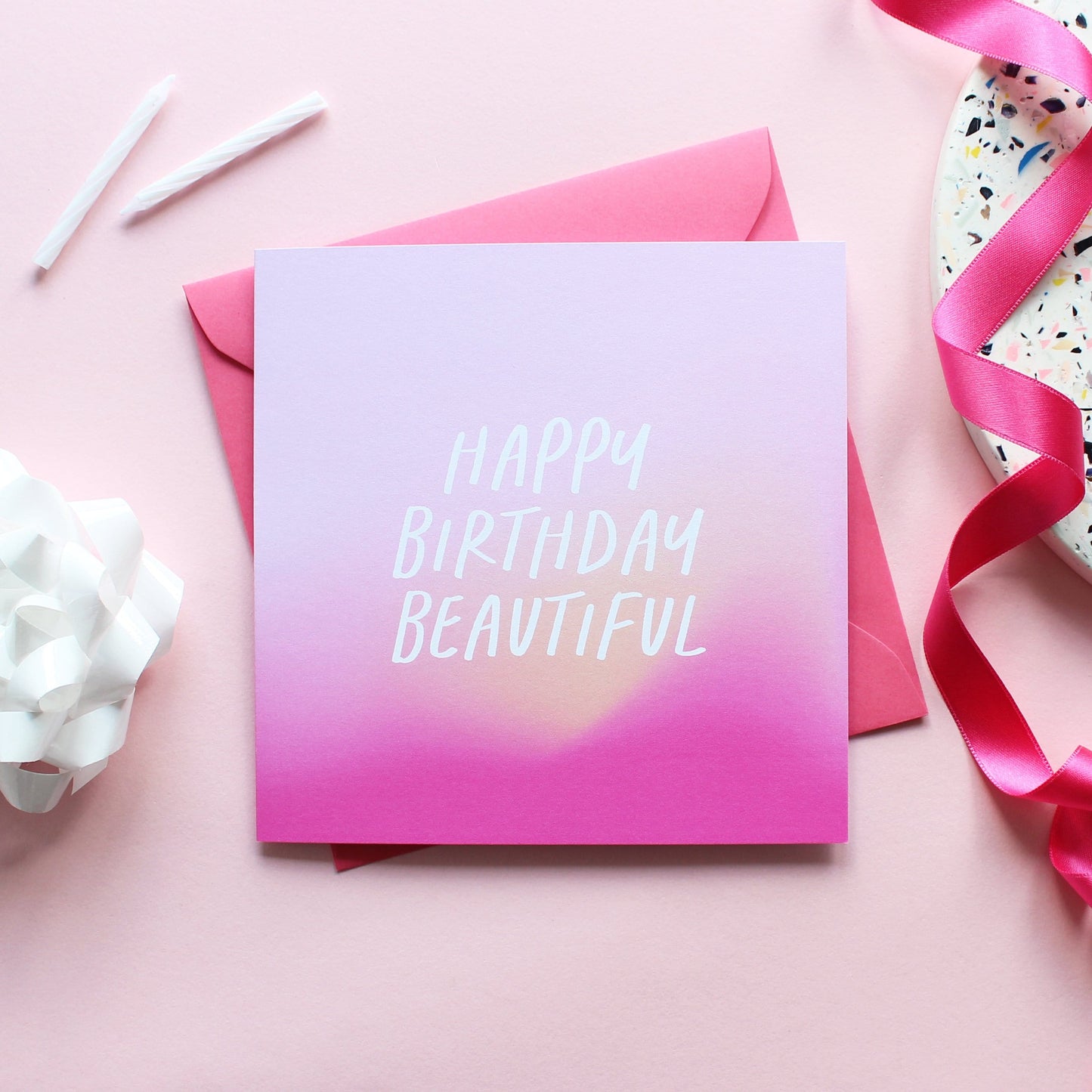Happy birthday beautiful birthday card from Purple Tree Designs