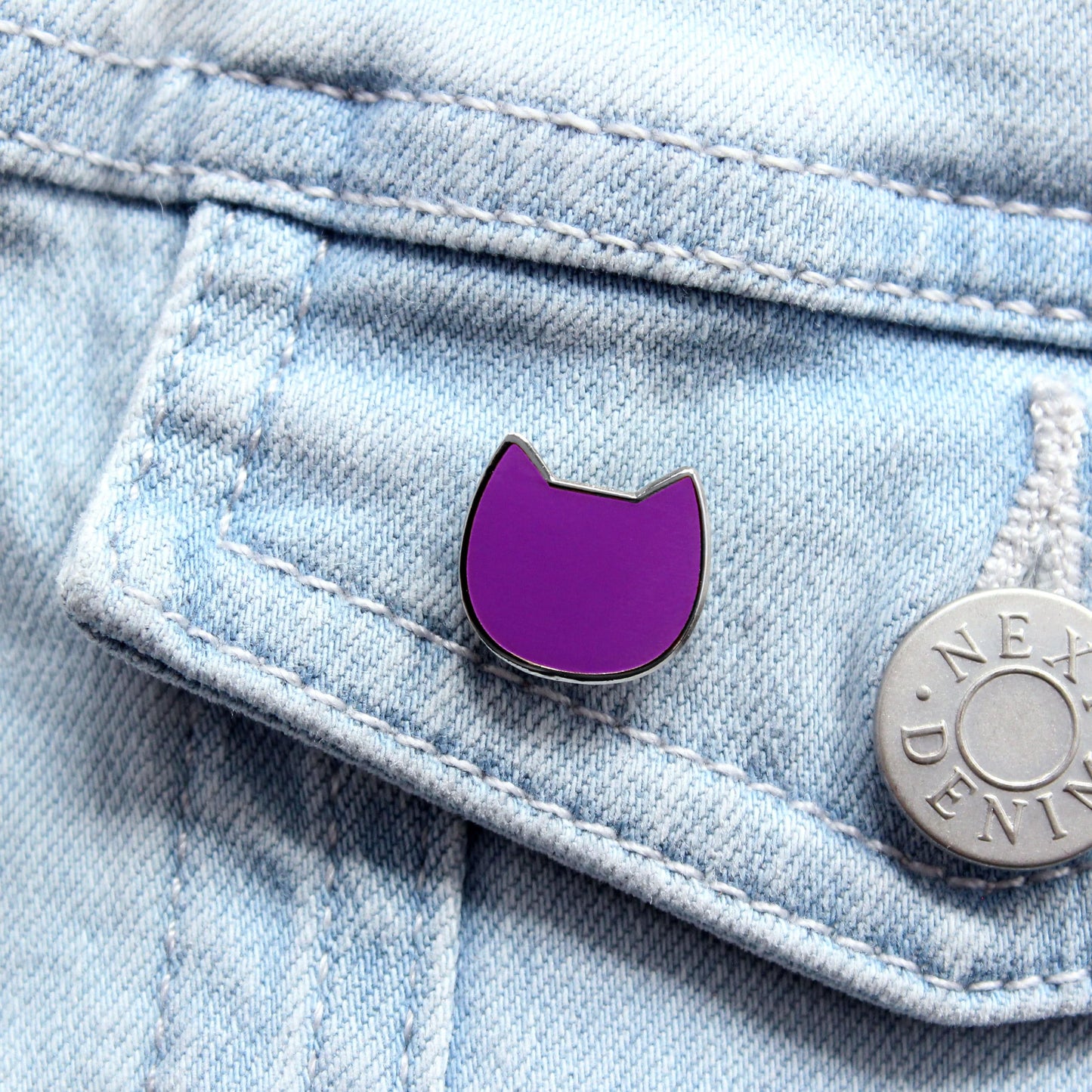 Purple mini cat pin badge from Purple Tree Designs