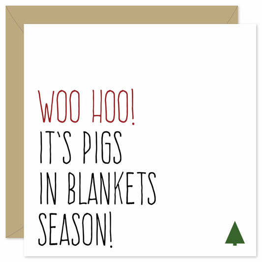 Pigs in blankets Christmas card from Purple Tree Designs