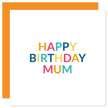 Typographic happy birthday mum or mummy birthday card from Purple Tree Designs