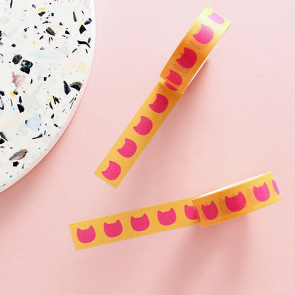 Pink and orange cat washi tape from Purple Tree Designs
