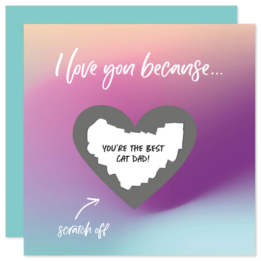 Love you because scratch off Valentines card with turquoise envelope.