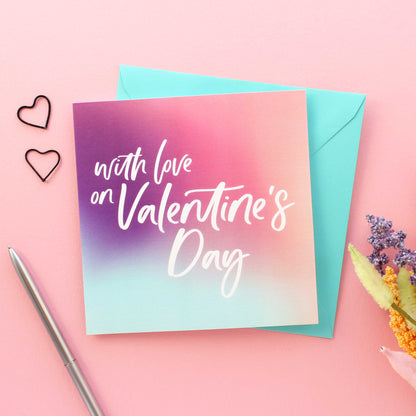 With love on Valentine's Day card from Purple Tree Designs
