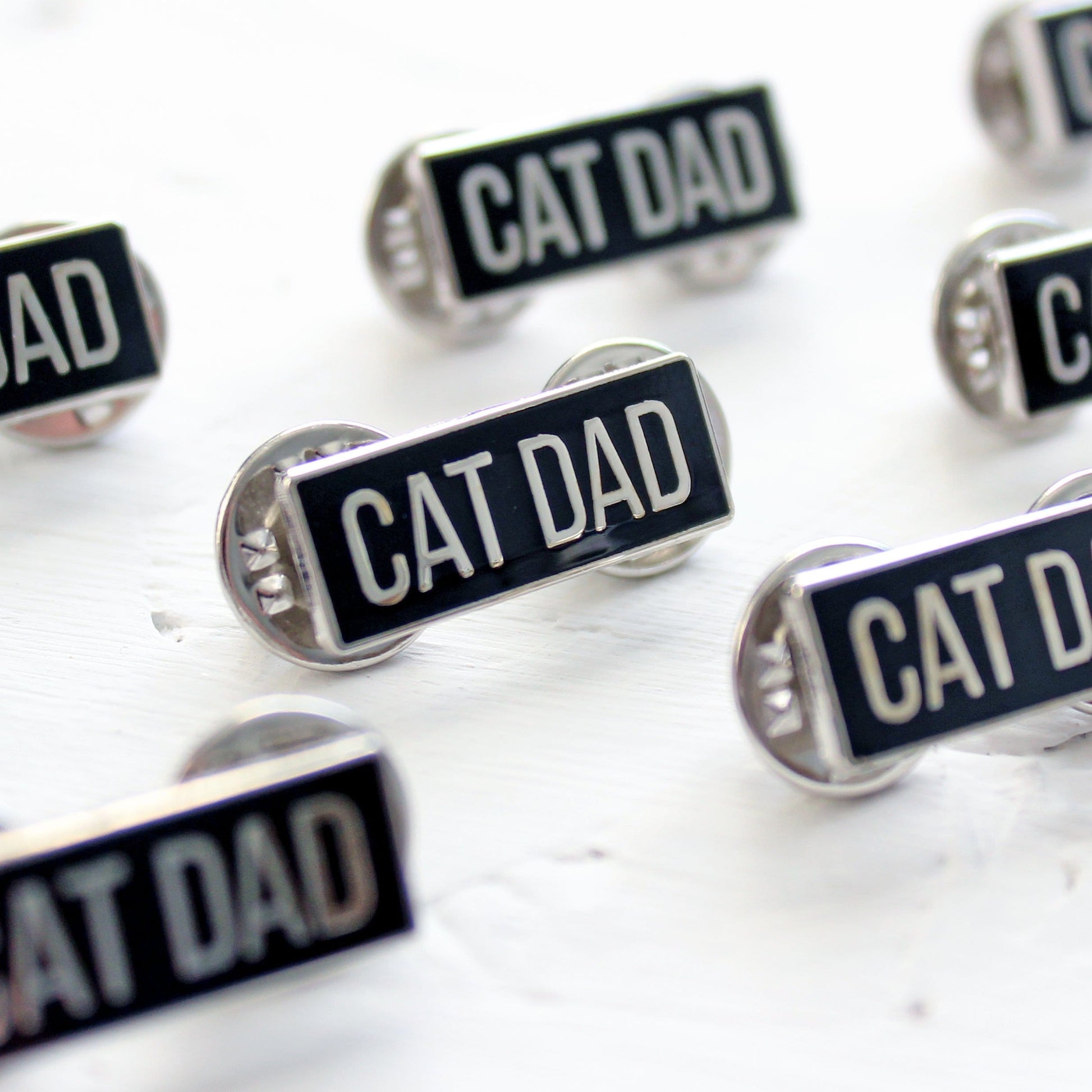 Cat dad enamel pin badge from Purple Tree Designs