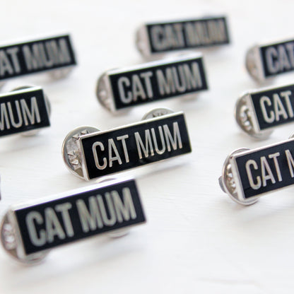 Cat mum pin badge from Purple Tree Designs