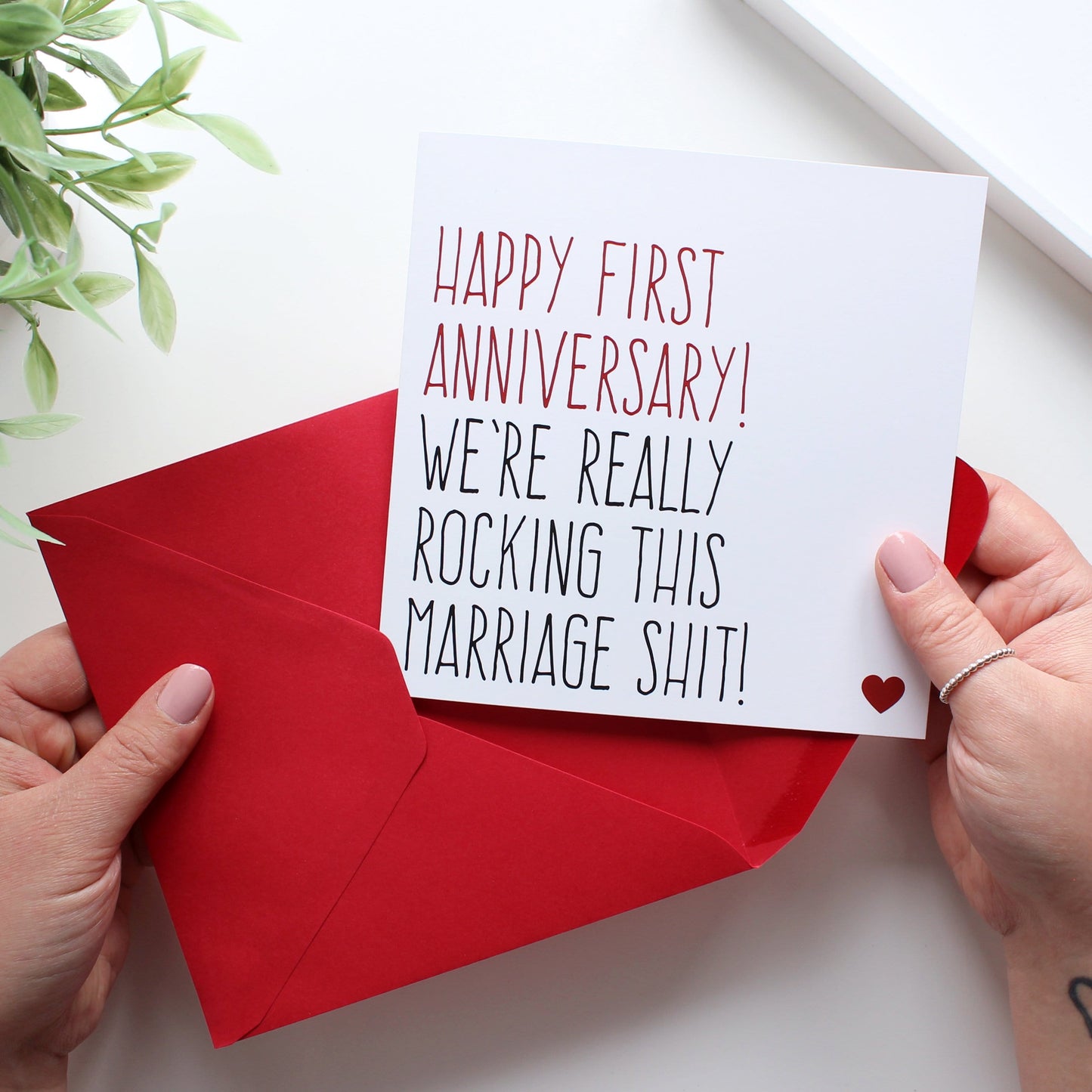 Rocking this marriage shit first anniversary card from Purple Tree Designs