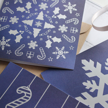 Silver foil Christmas card pack from Purple Tree Designs